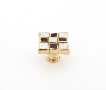 Schaub Avalon Bay, Square Knob, 9 sections, Imperial Shell and Mother of Pearl inlaid on Solid Brass